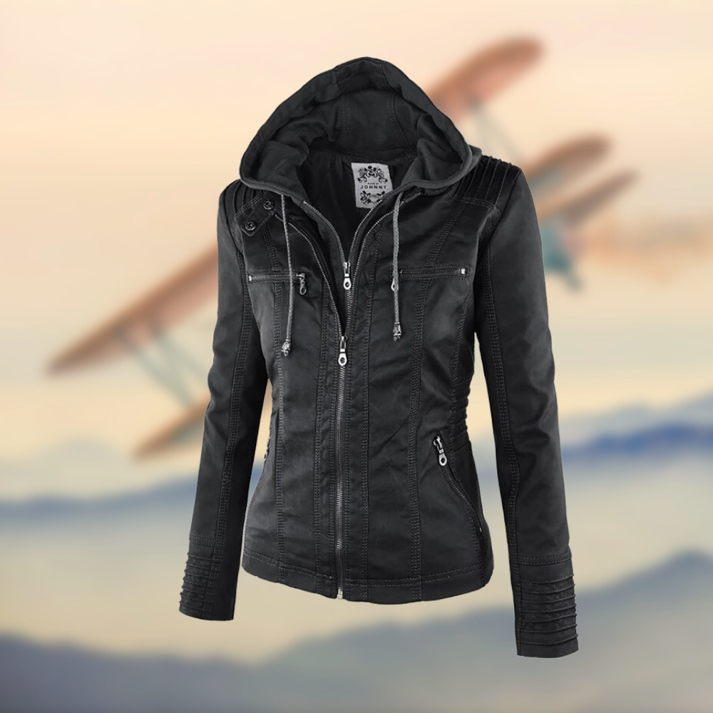 Karolina | Chic and Distinctive Women's Leather Jacket with Zip