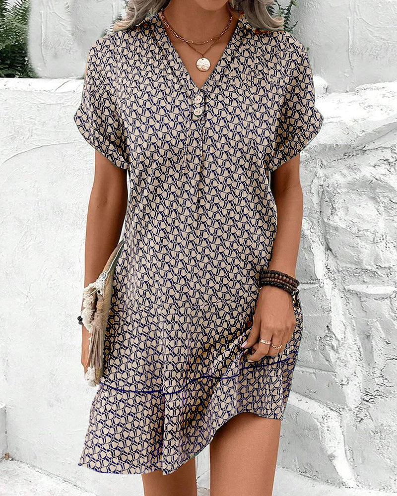 V-Neck Short Sleeve Casual Dress