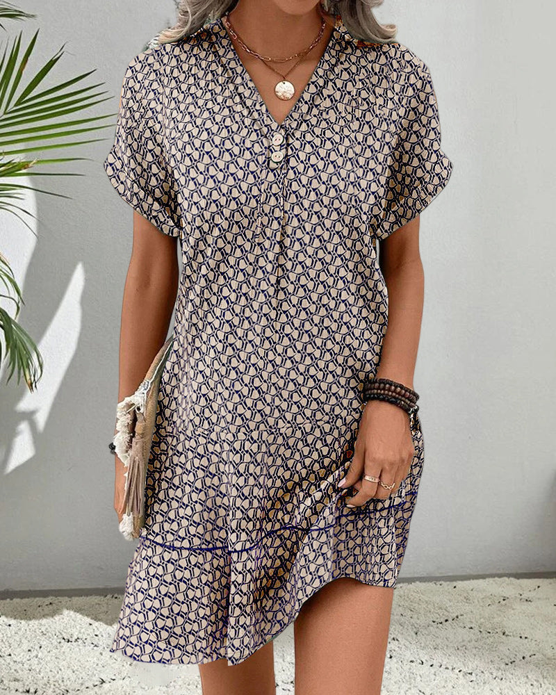 V-Neck Short Sleeve Casual Dress