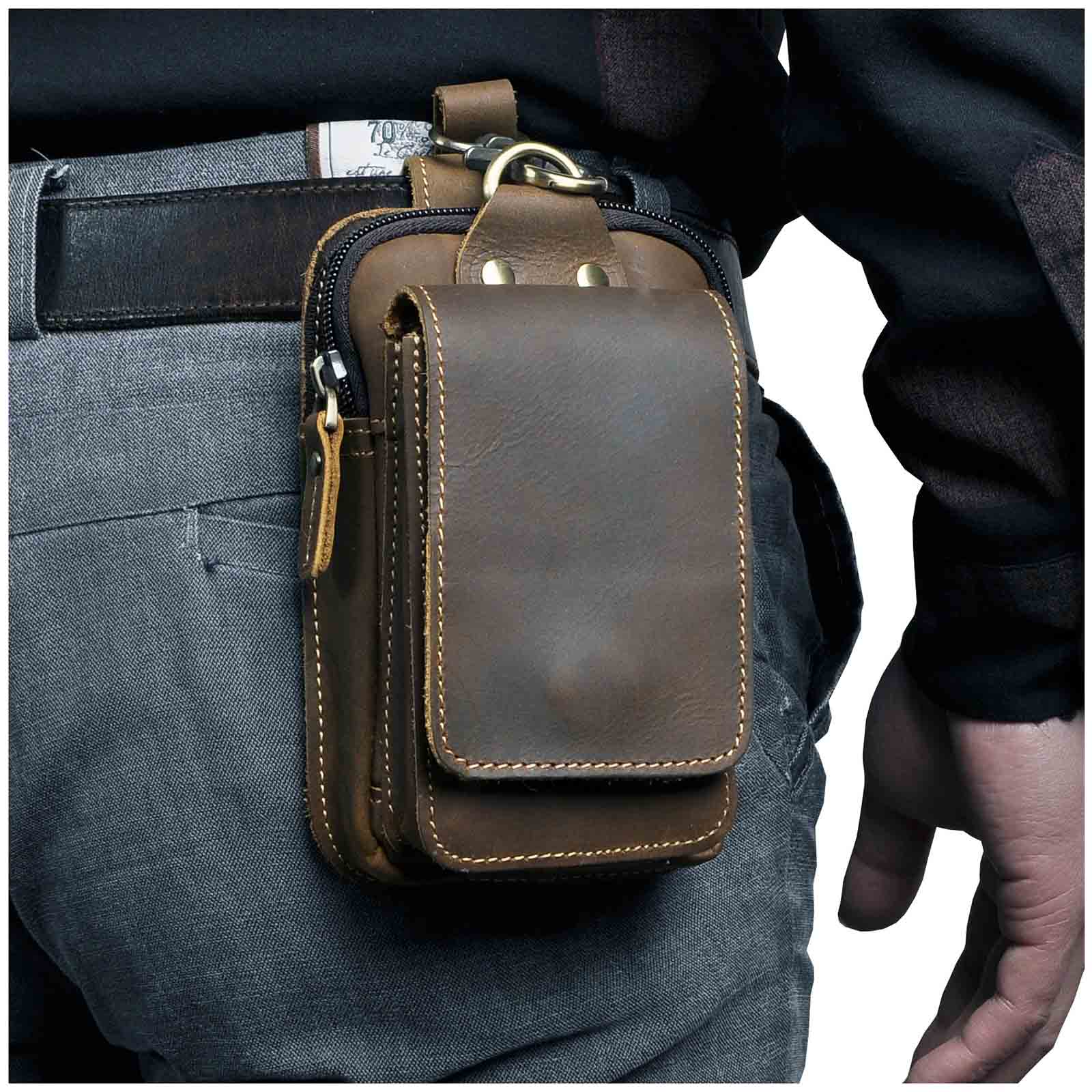 Lars | Men's Leather Hip Bag with Magnetic Closure & Adjustable Waist Strap