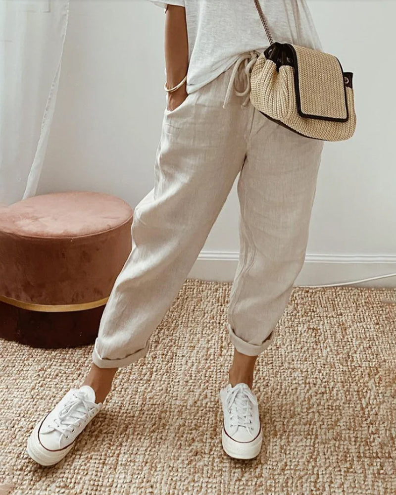 Laura | Cotton-Linen Blend Trousers