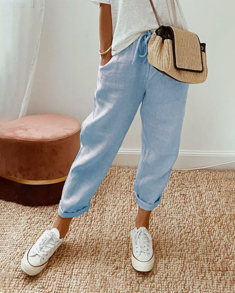 Laura | Cotton-Linen Blend Trousers