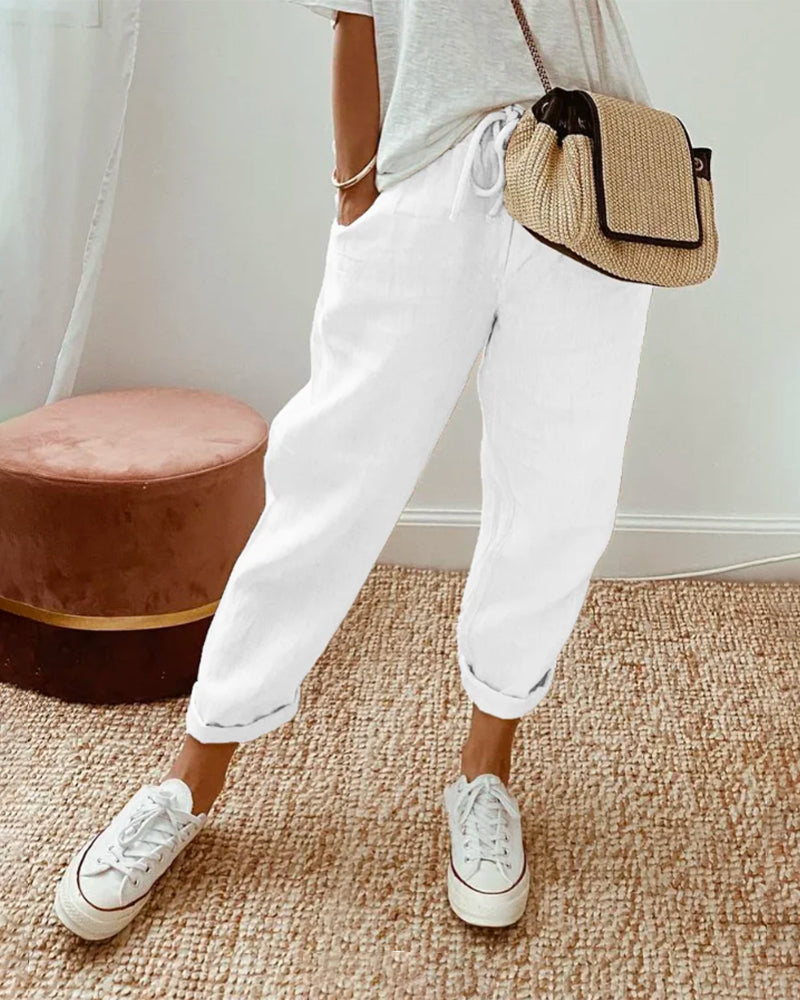 Laura | Cotton-Linen Blend Trousers