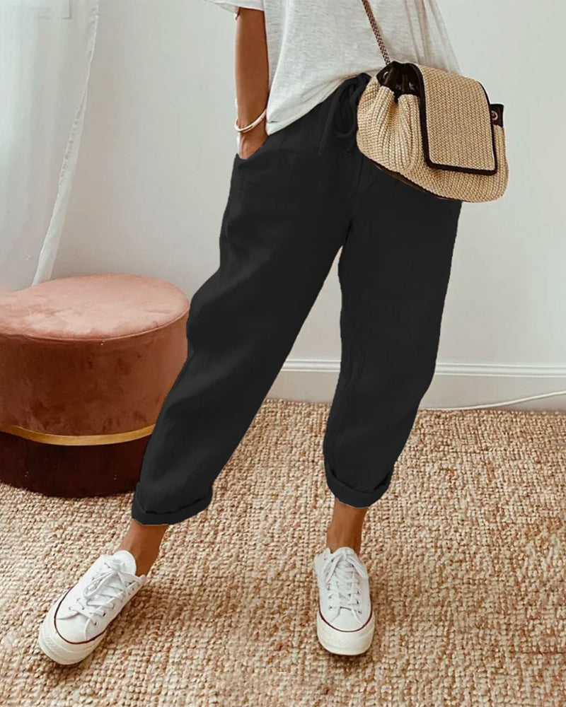 Laura | Cotton-Linen Blend Trousers