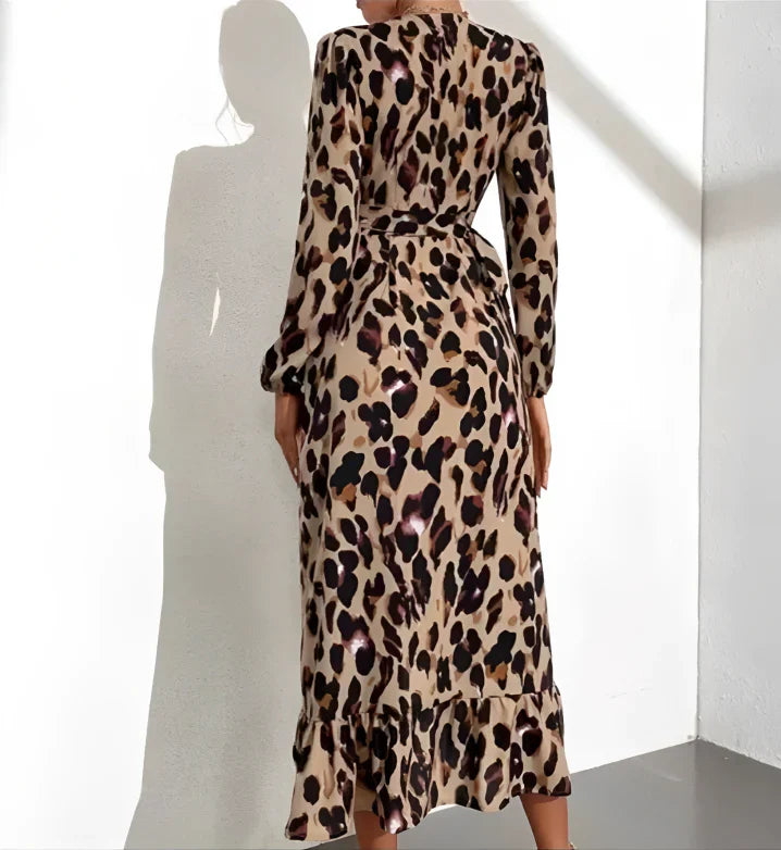 Leila | Leopard Print V-Neck Dress