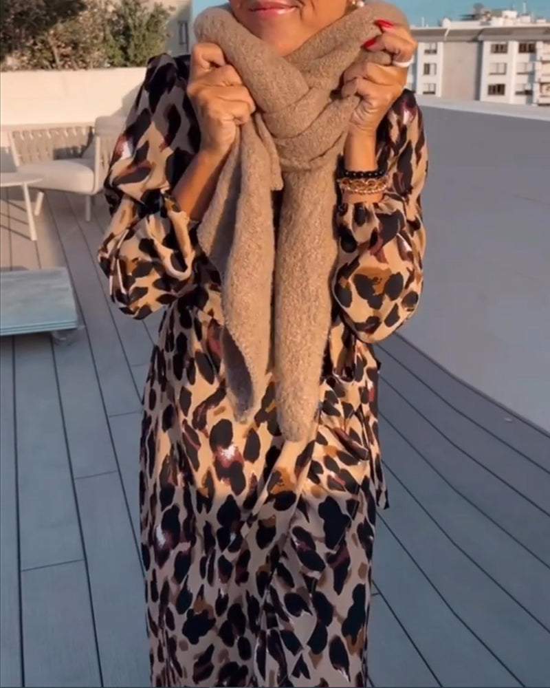 Leila | Leopard Print V-Neck Dress
