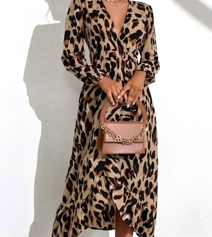 Leila | Leopard Print V-Neck Dress