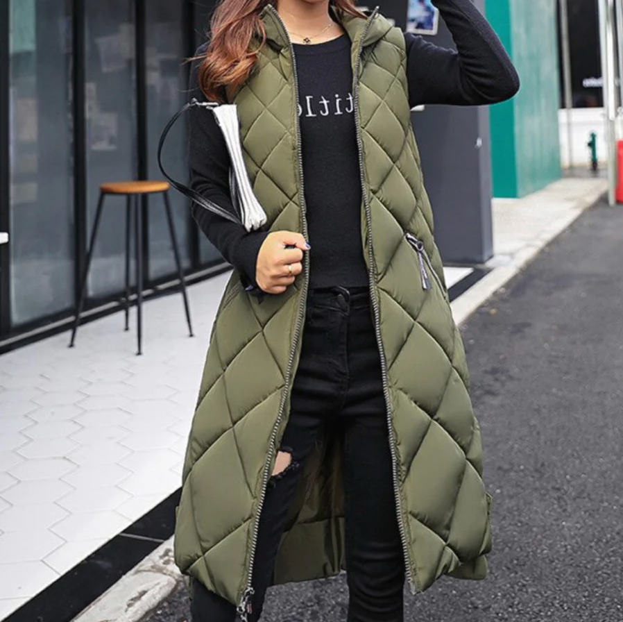 Loavies | Women's Hooded Long Puffer Gilet