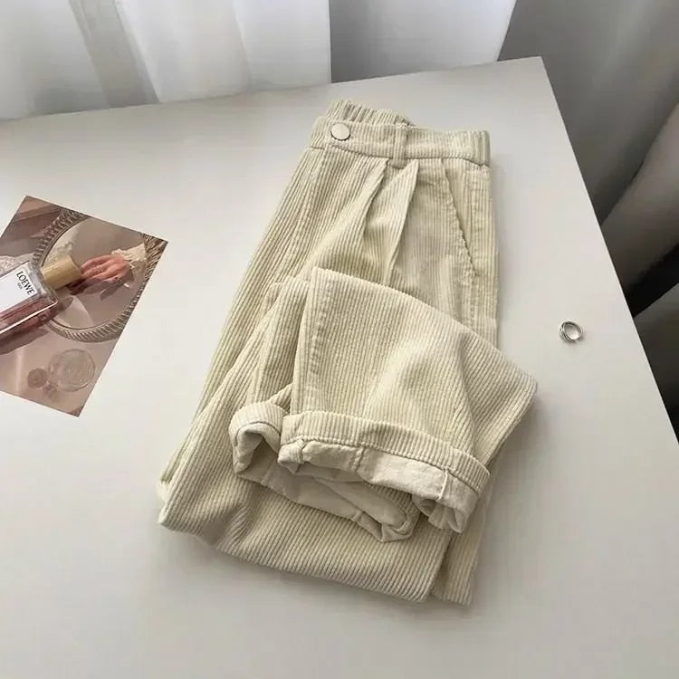 Loes | Women's High-Waisted Retro Corduroy Pants