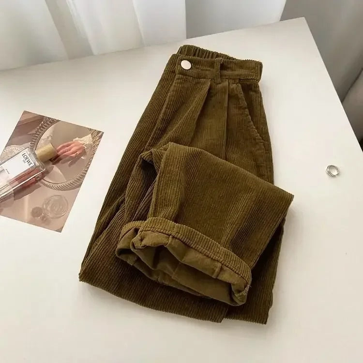 Loes | Women's High-Waisted Retro Corduroy Pants