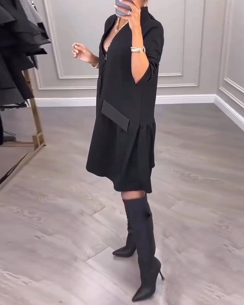 Lola | V-Neck Long Sleeve Artistic Dress
