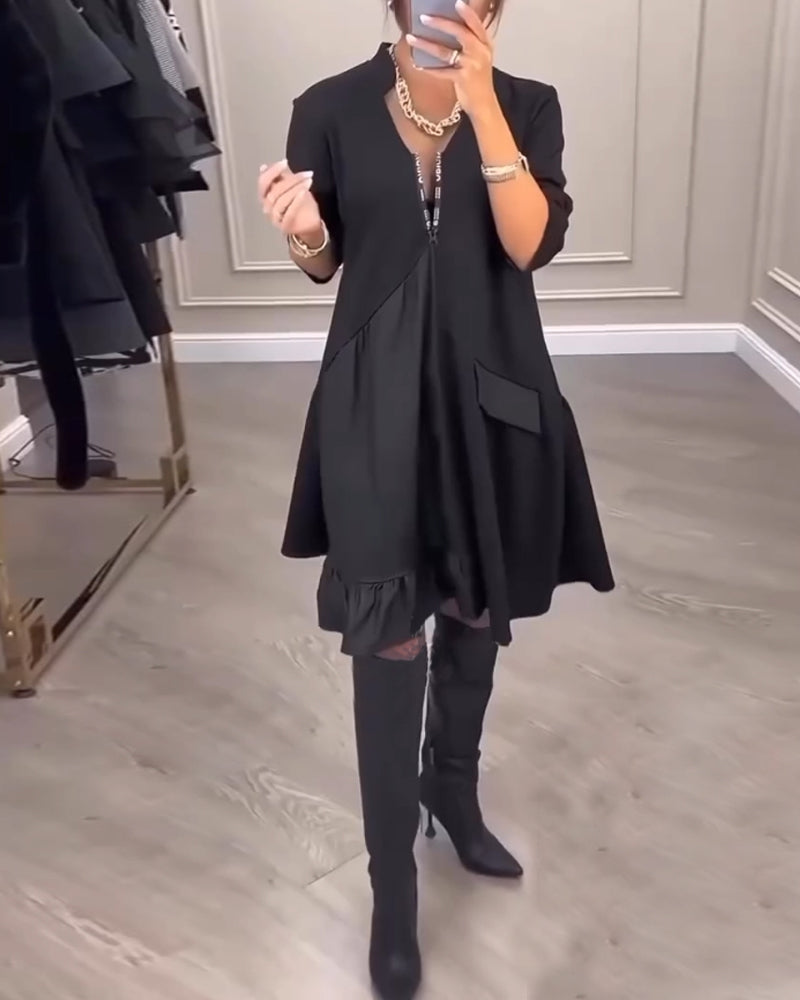 Lola | V-Neck Long Sleeve Artistic Dress