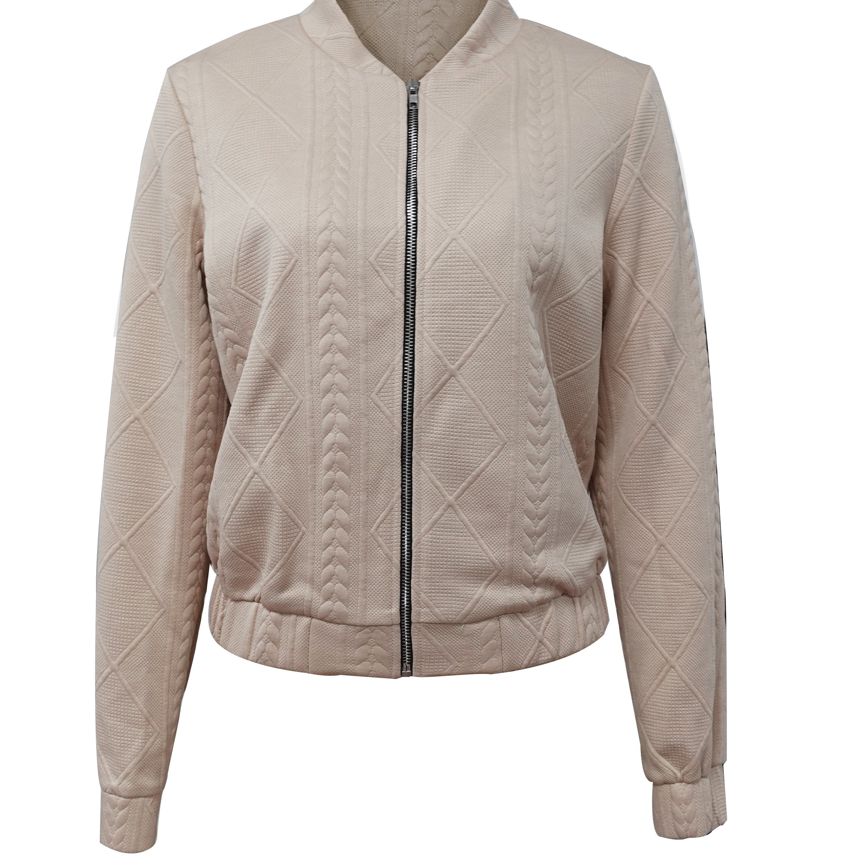 Lotte | Plain Textured Casual Bomber Jacket