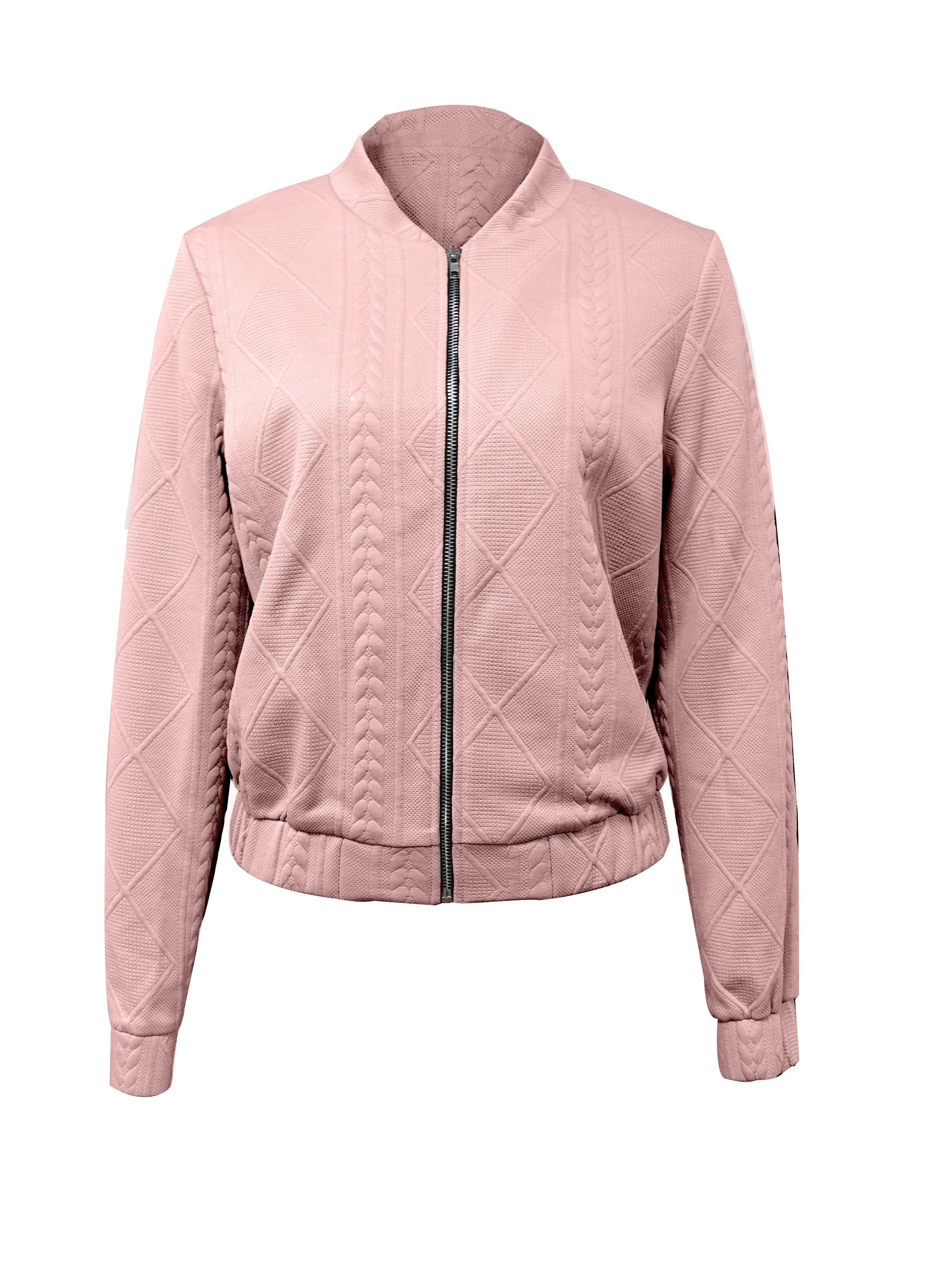 Lotte | Plain Textured Casual Bomber Jacket