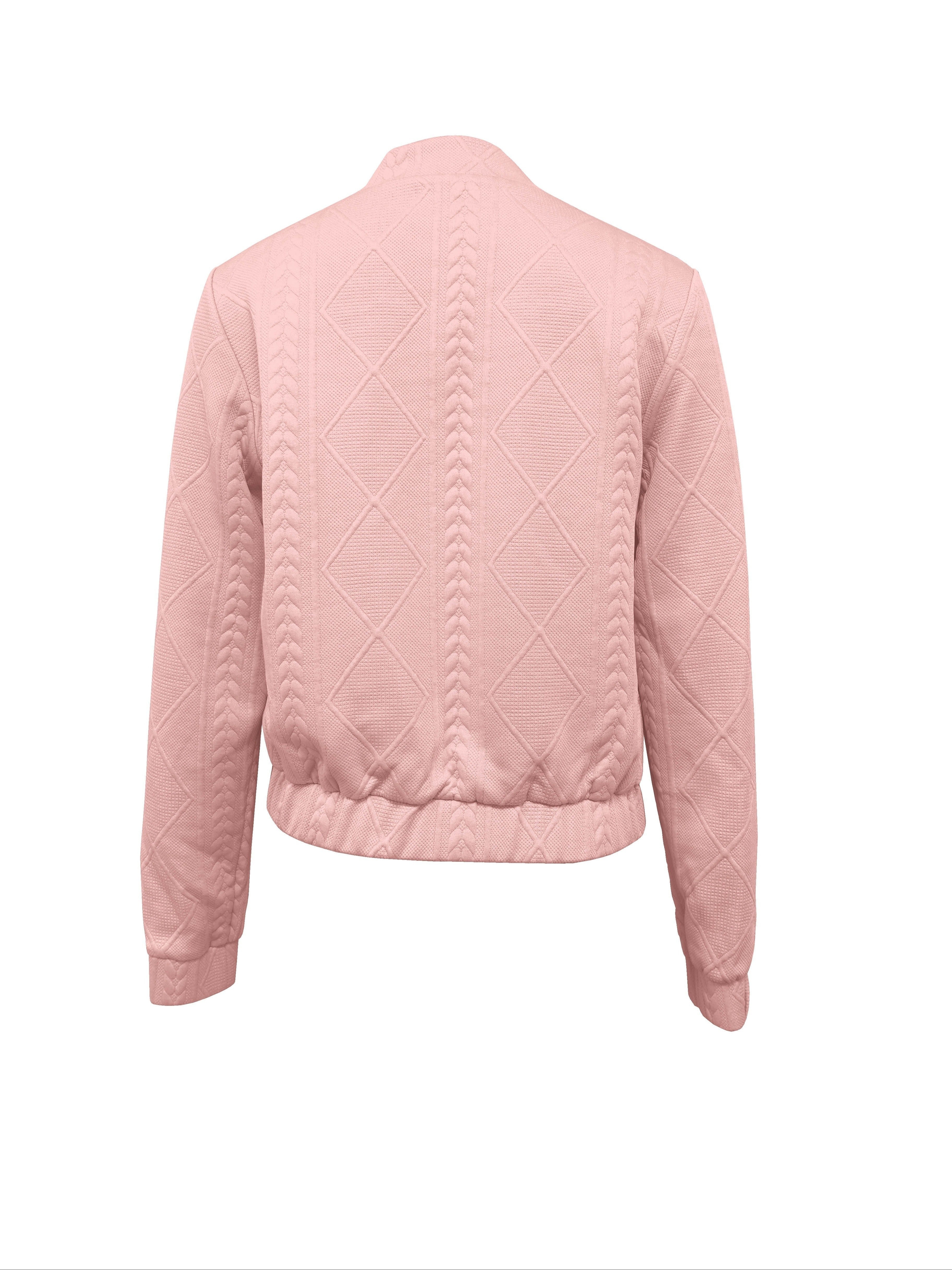 Lotte | Plain Textured Casual Bomber Jacket