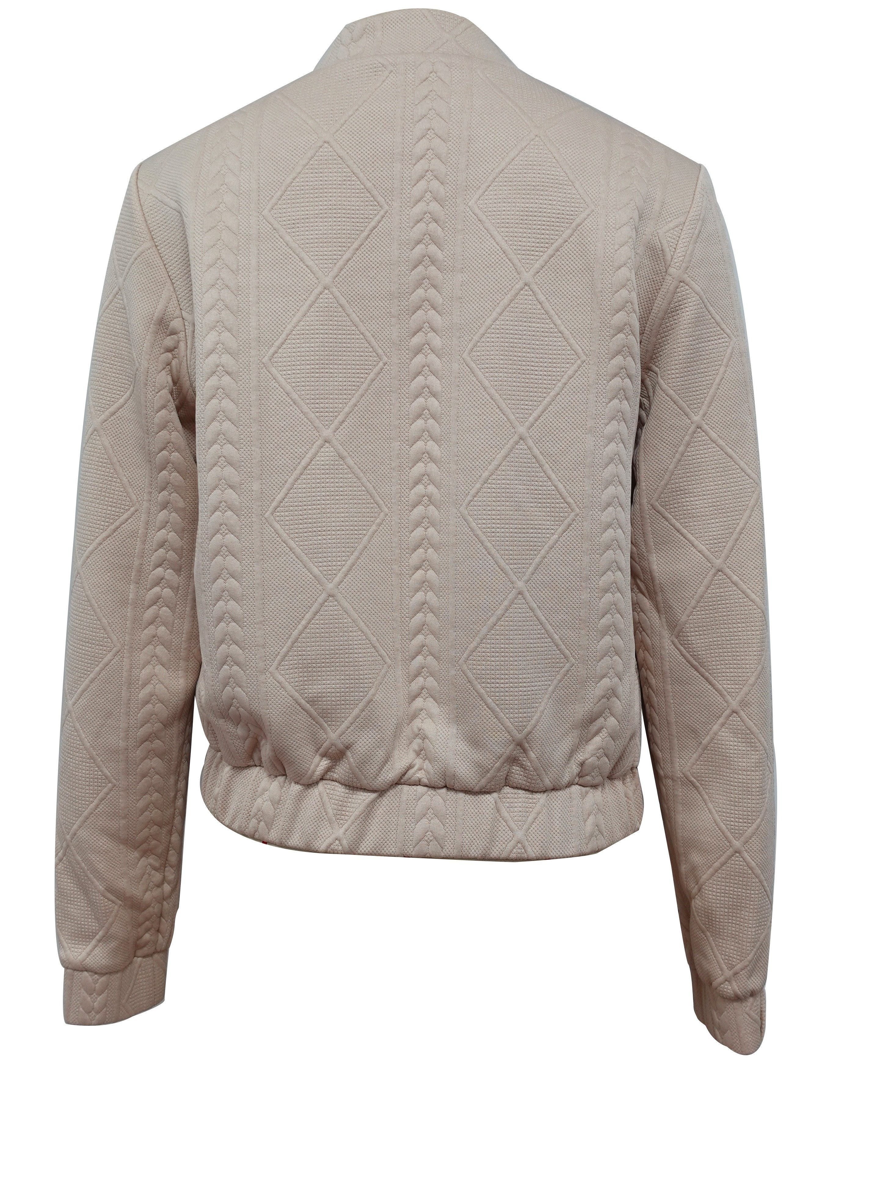 Lotte | Plain Textured Casual Bomber Jacket