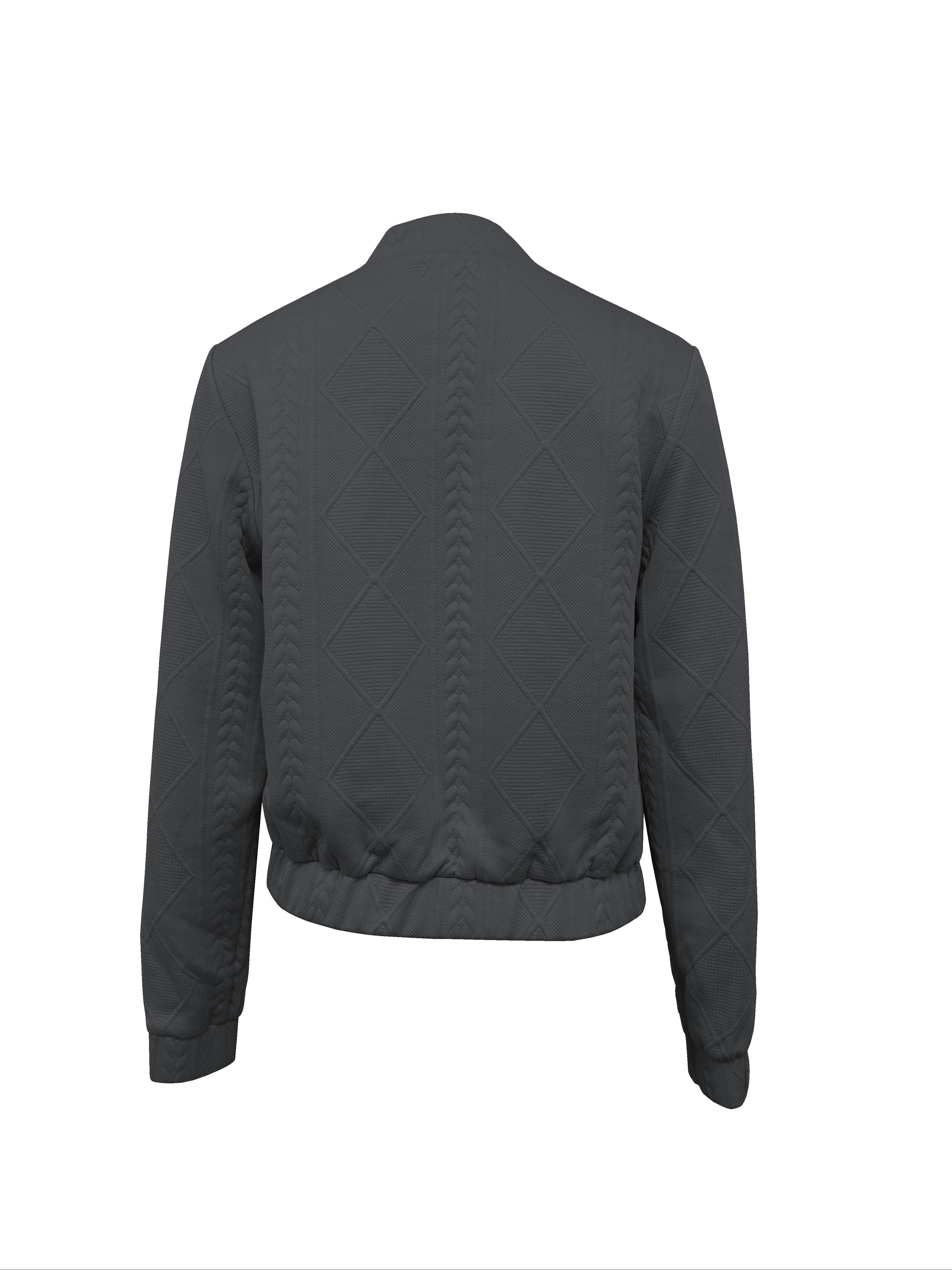 Lotte | Plain Textured Casual Bomber Jacket
