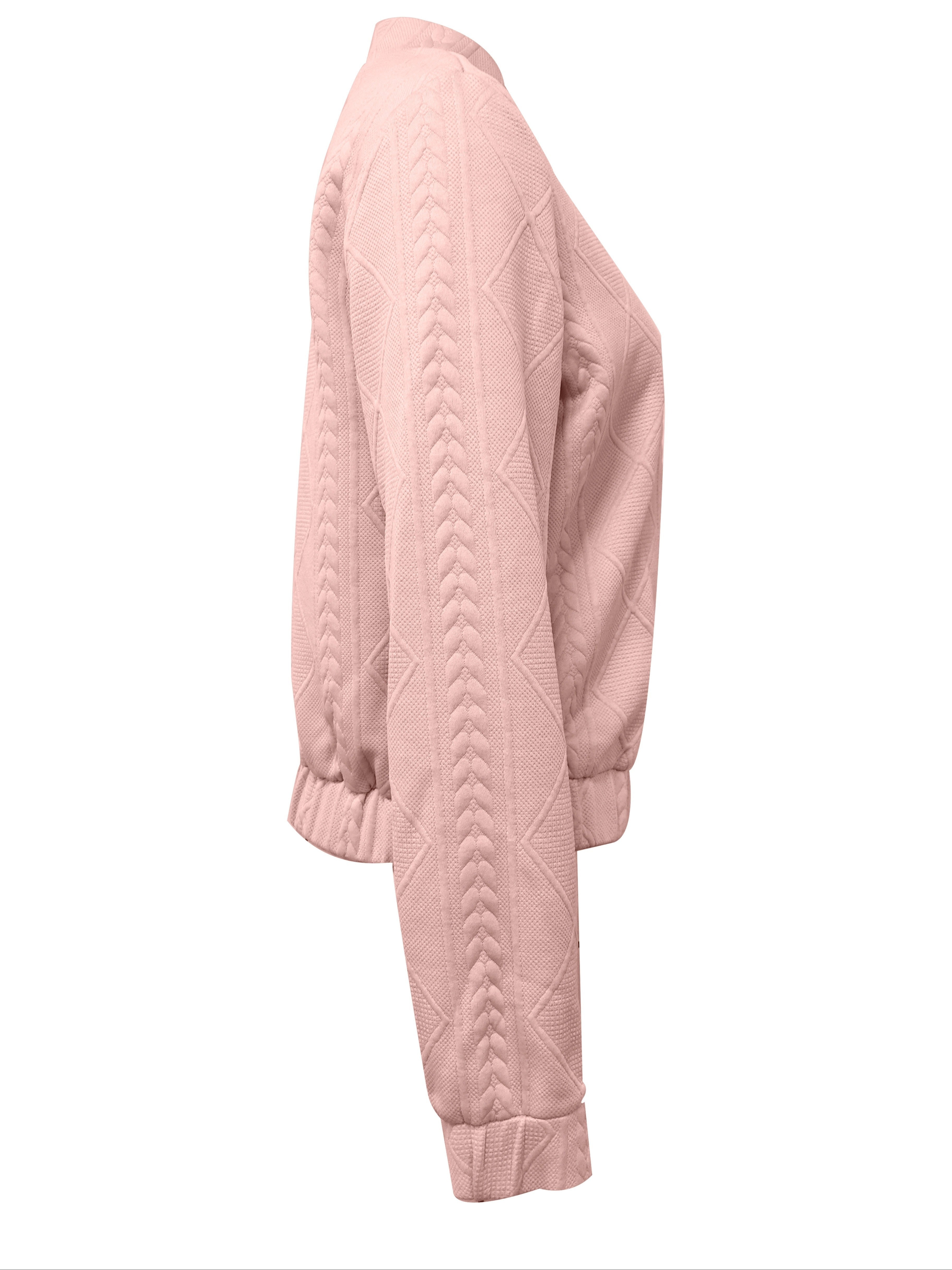 Lotte | Plain Textured Casual Bomber Jacket