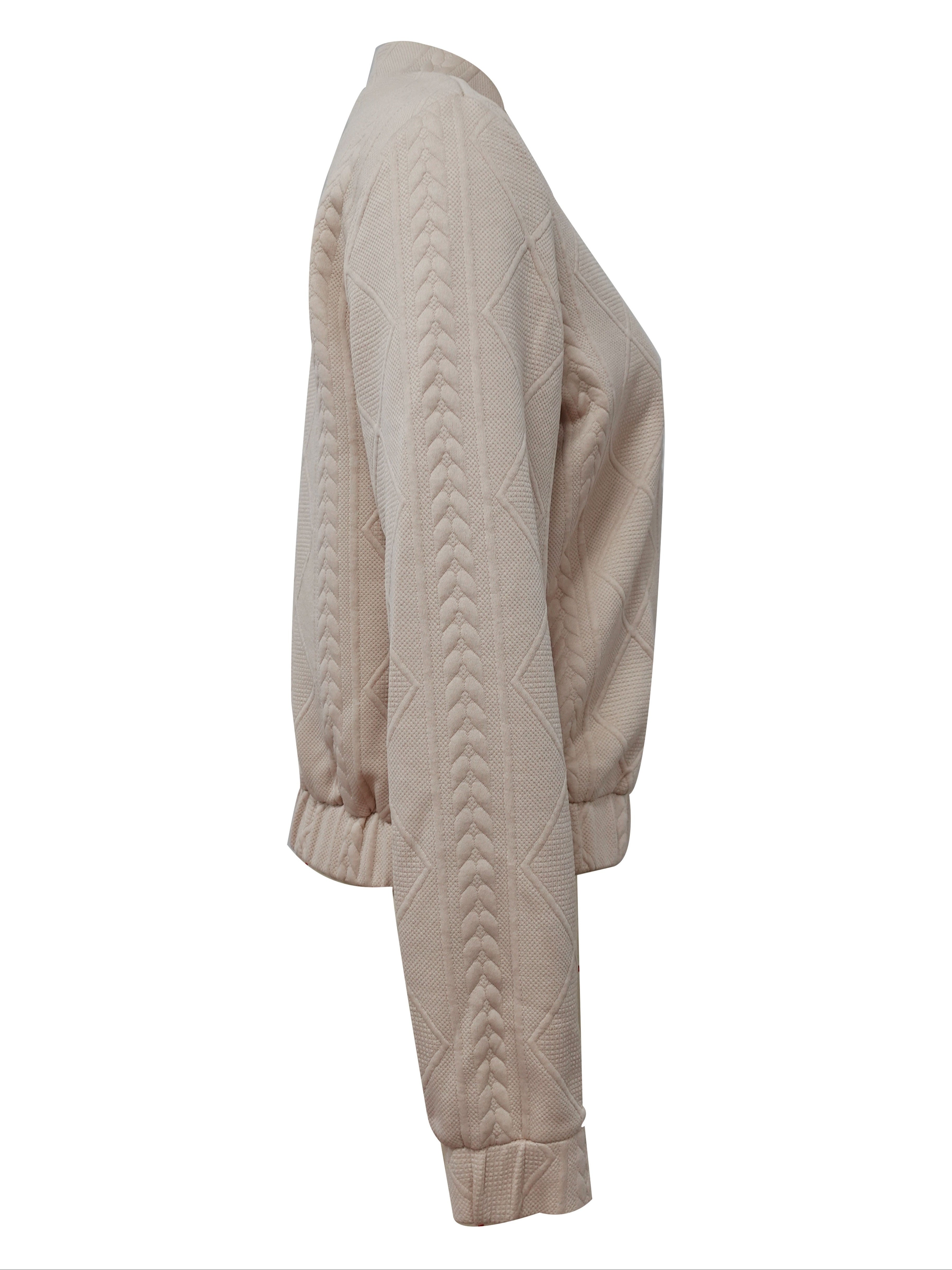 Lotte | Plain Textured Casual Bomber Jacket