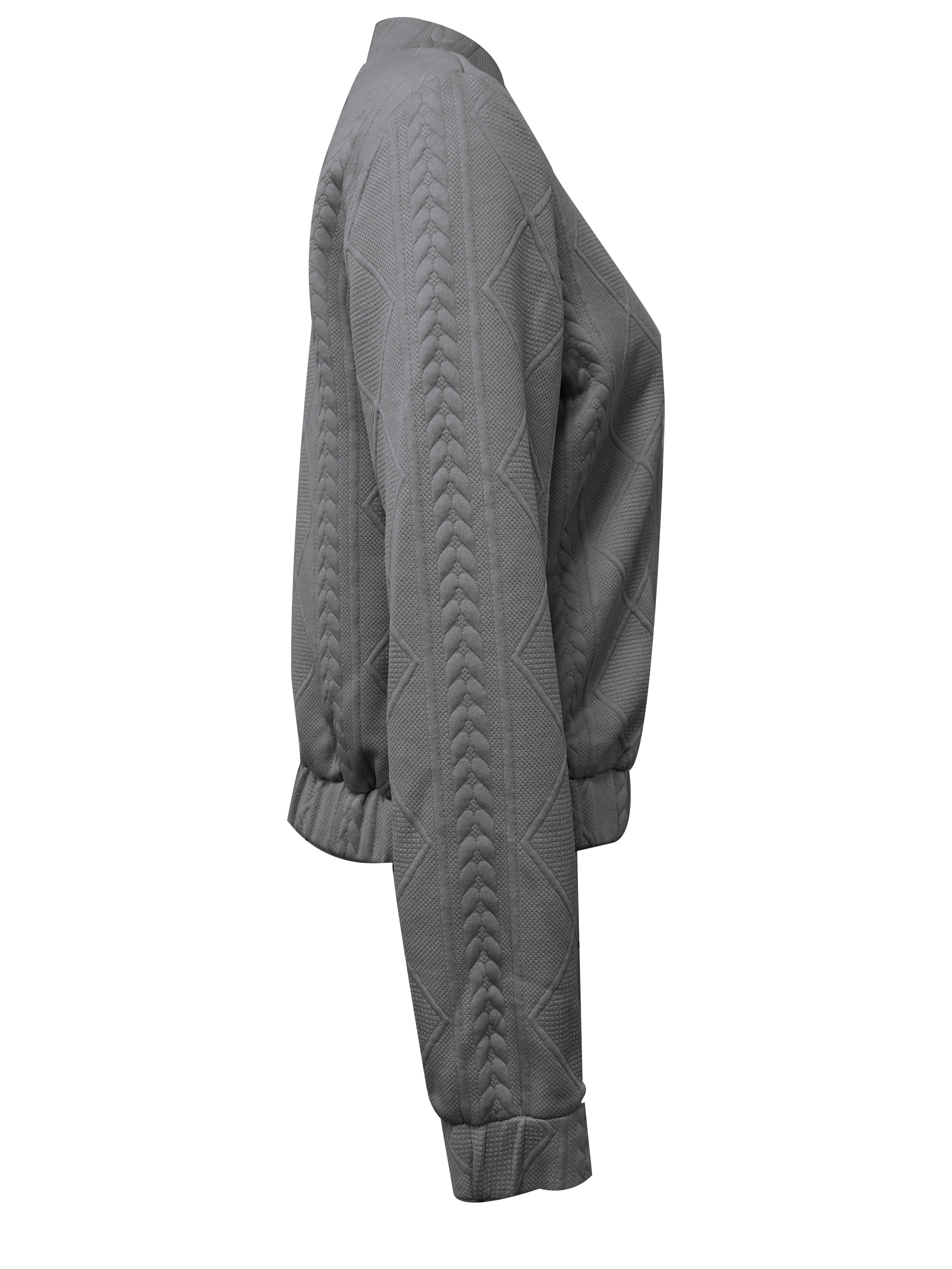 Lotte | Plain Textured Casual Bomber Jacket