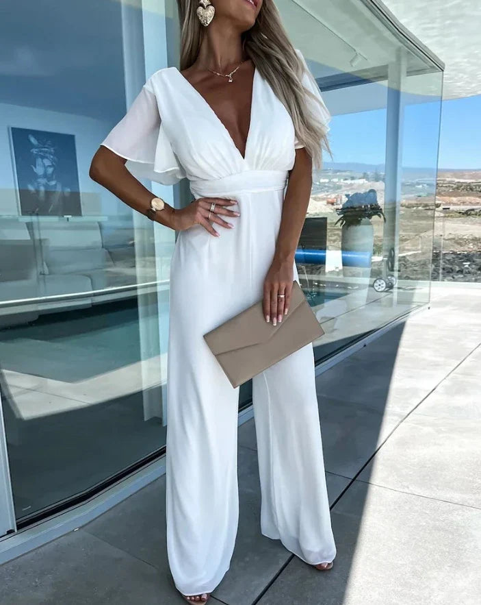 Lotte | Ruffled Sleeve Wide-Leg Jumpsuit