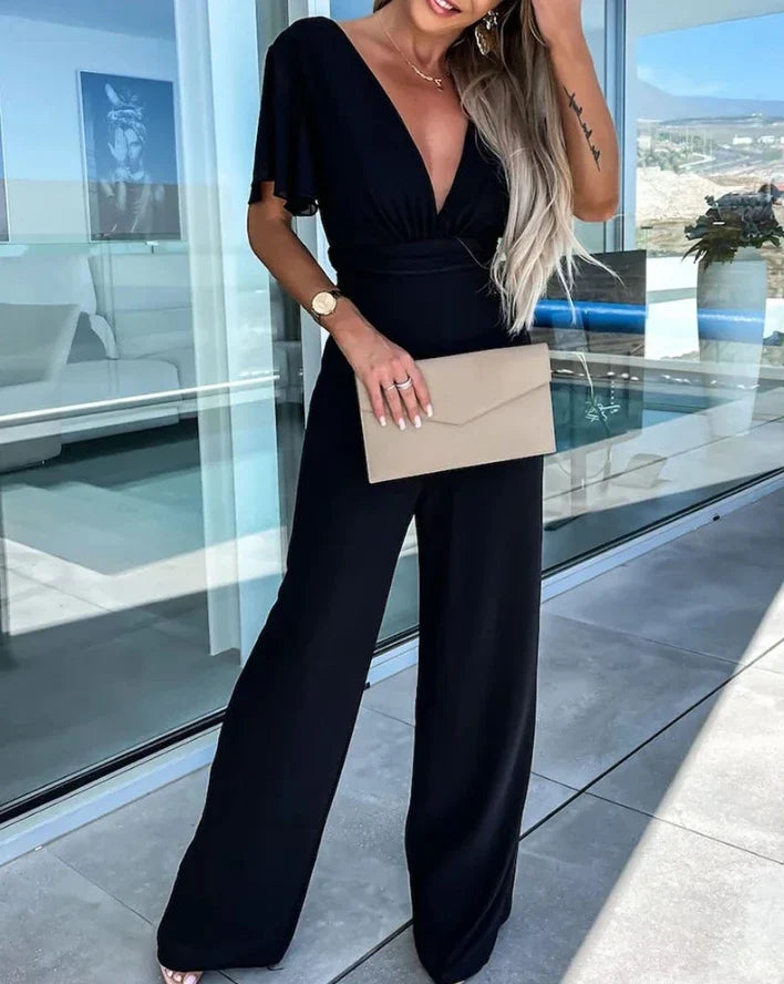 Lotte | Ruffled Sleeve Wide-Leg Jumpsuit