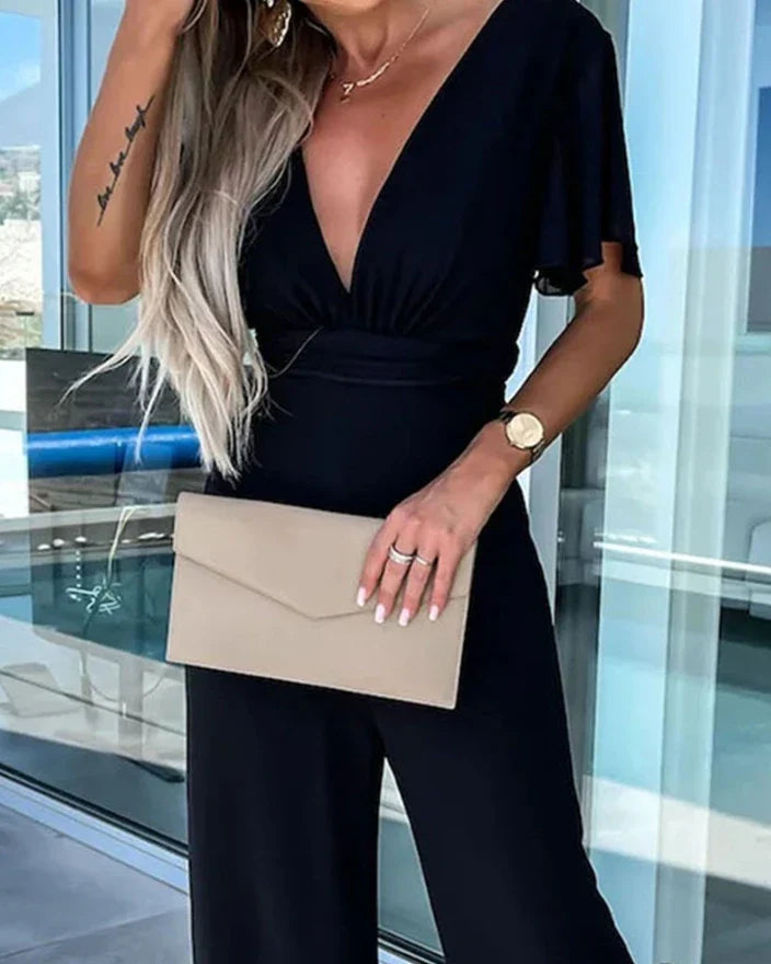 Lotte | Ruffled Sleeve Wide-Leg Jumpsuit