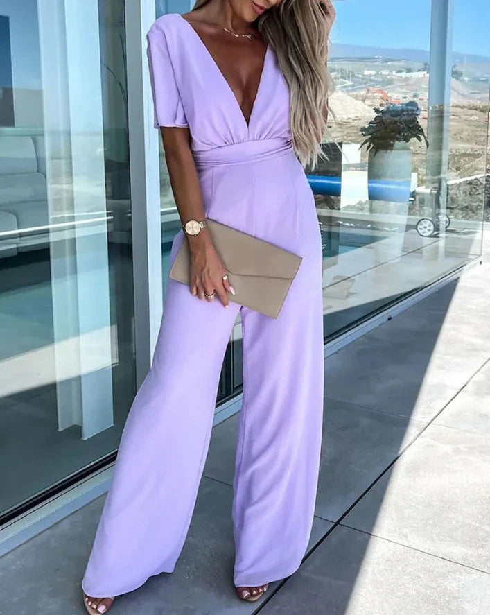Lotte | Ruffled Sleeve Wide-Leg Jumpsuit
