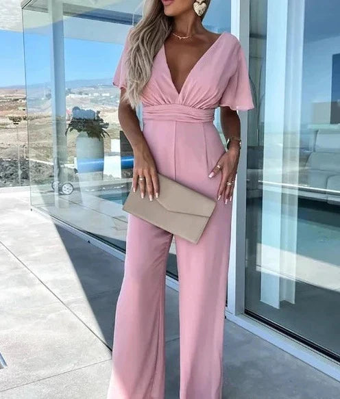 Lotte | Ruffled Sleeve Wide-Leg Jumpsuit