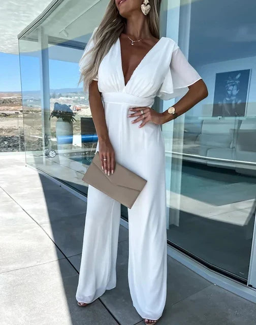 Lotte | Ruffled Sleeve Wide-Leg Jumpsuit