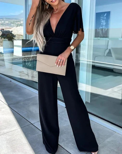 Lotte | Ruffled Sleeve Wide-Leg Jumpsuit