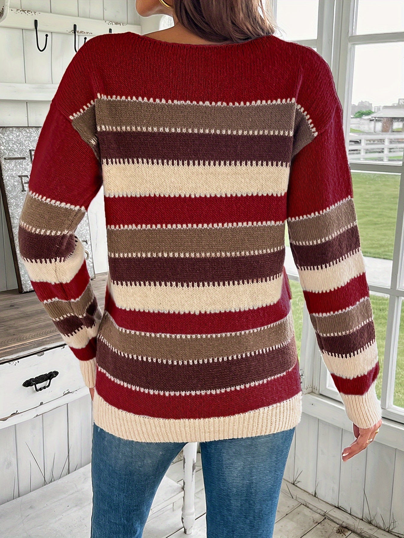 Lotte | Vibrant Crew Neck Sweater with Drop Shoulders and Long Sleeves