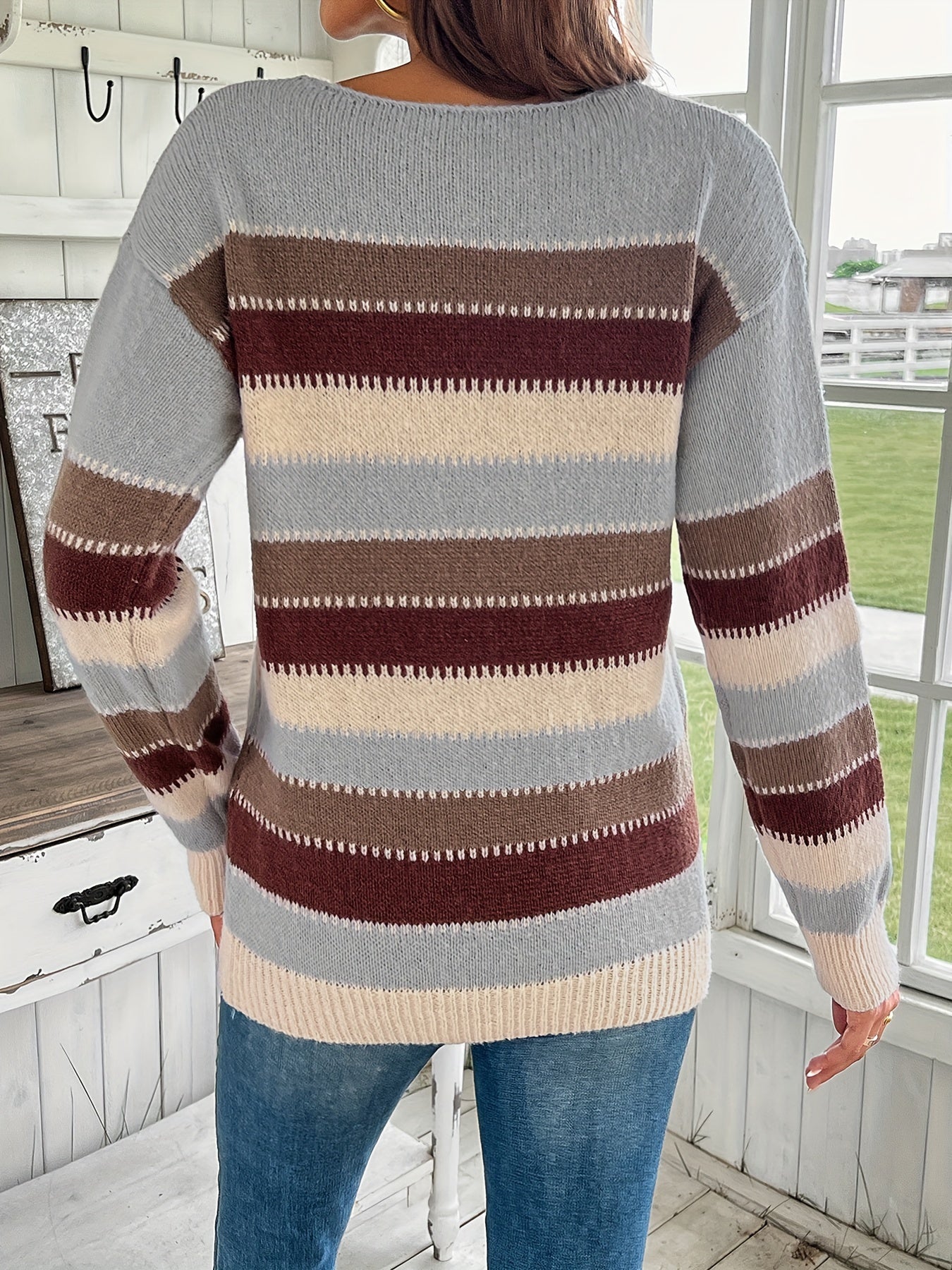 Lotte | Vibrant Crew Neck Sweater with Drop Shoulders and Long Sleeves