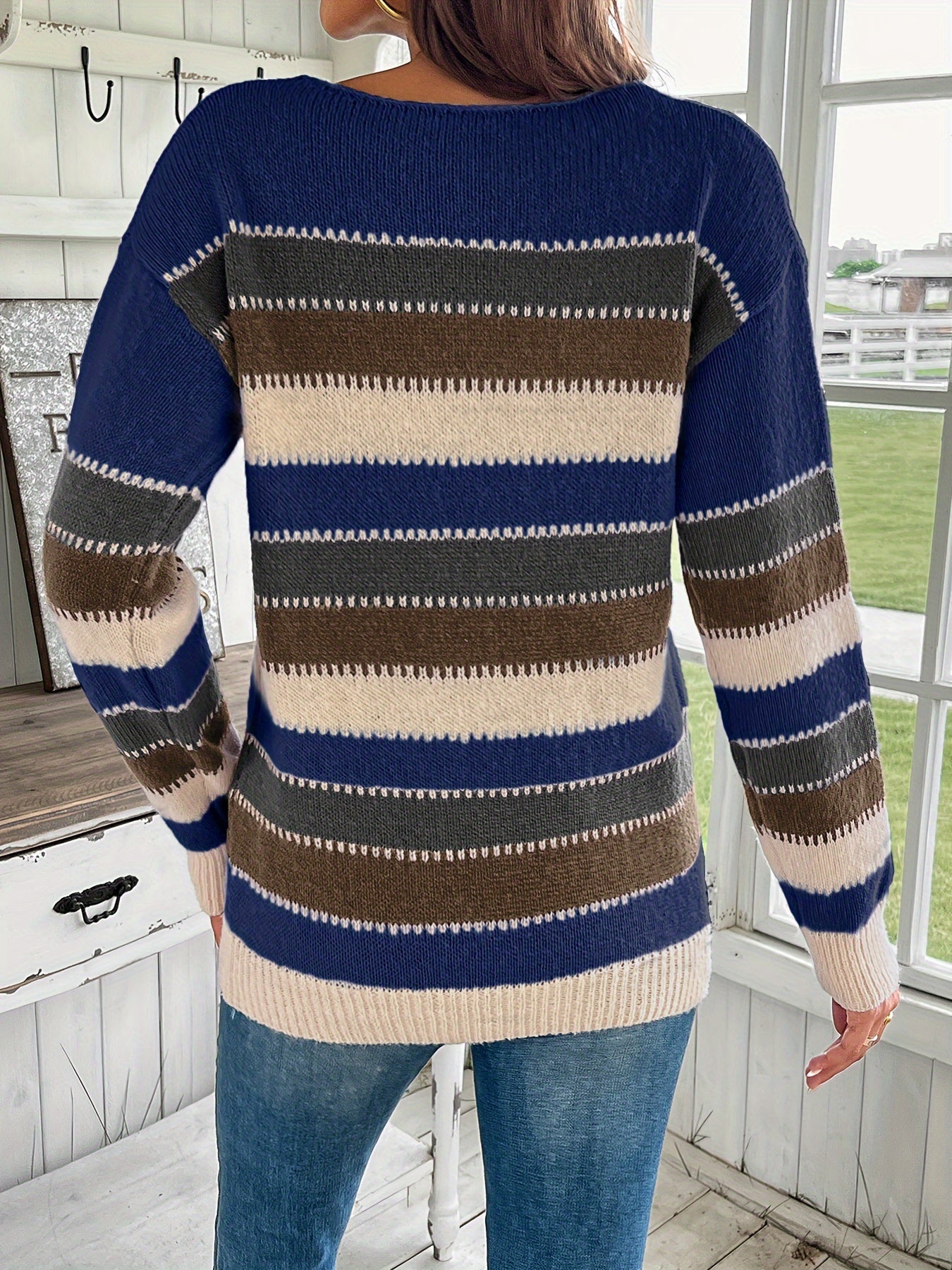 Lotte | Vibrant Crew Neck Sweater with Drop Shoulders and Long Sleeves