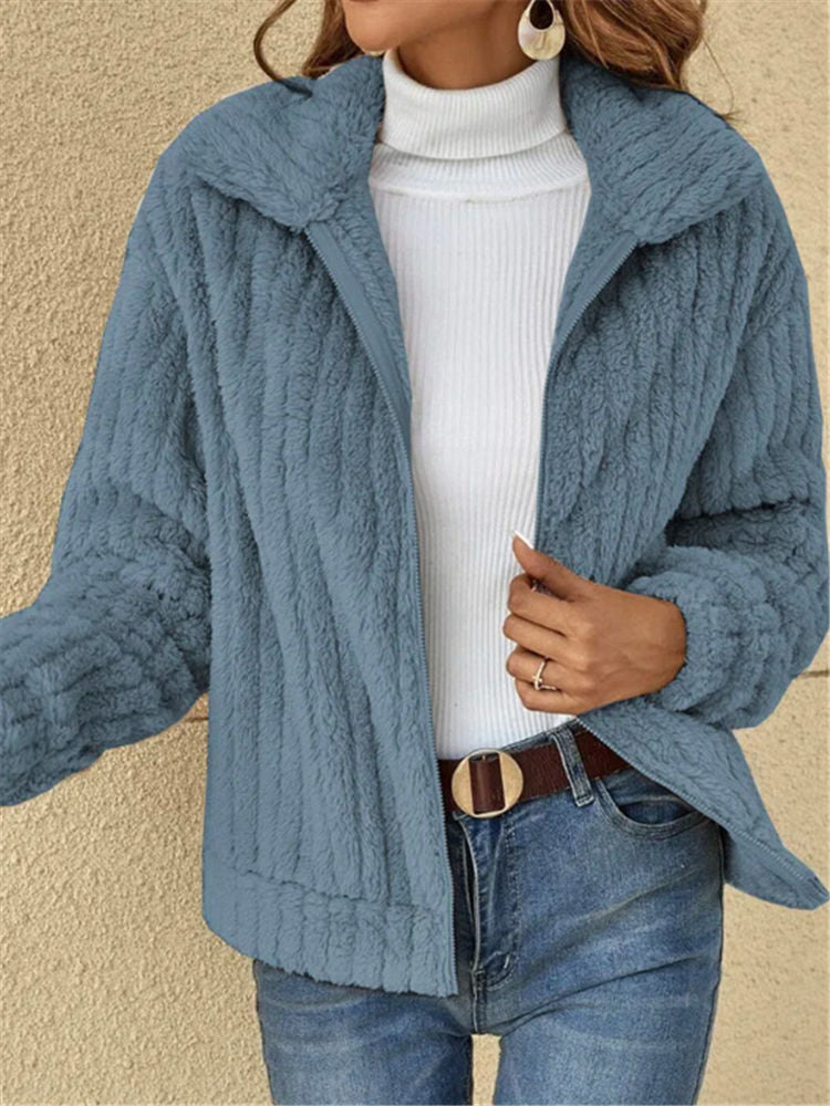 Lou | Zip-Up Striped Thick Fleece Jacket