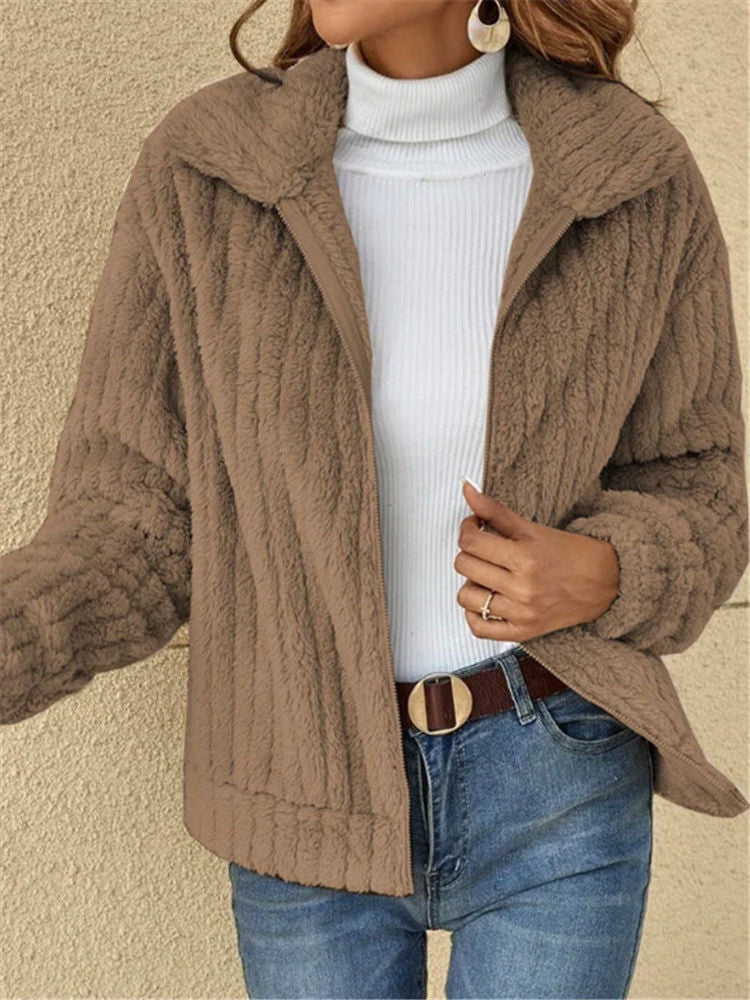 Lou | Zip-Up Striped Thick Fleece Jacket