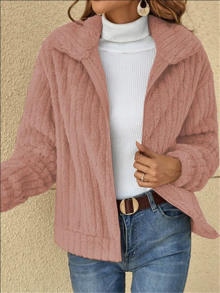 Lou | Zip-Up Striped Thick Fleece Jacket