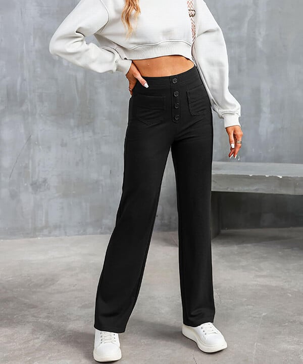 Luus | Chic High-Waisted Elastic Casual Pants