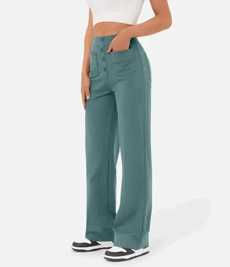 Luus | Chic High-Waisted Elastic Casual Pants