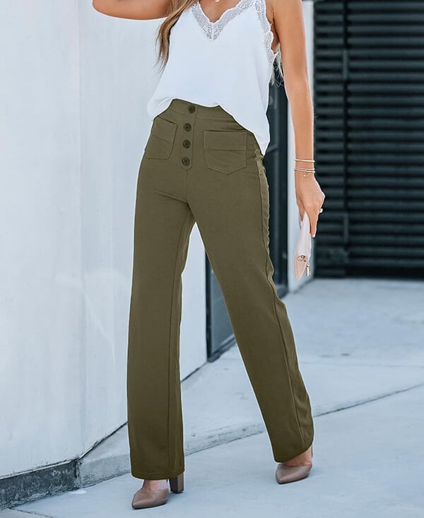 Luus | Chic High-Waisted Elastic Casual Pants