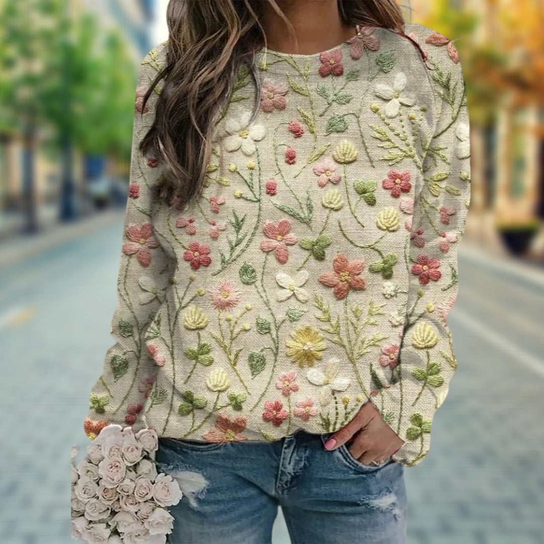 Margaret | Women's Jumper Featuring Embroidered Floral Design