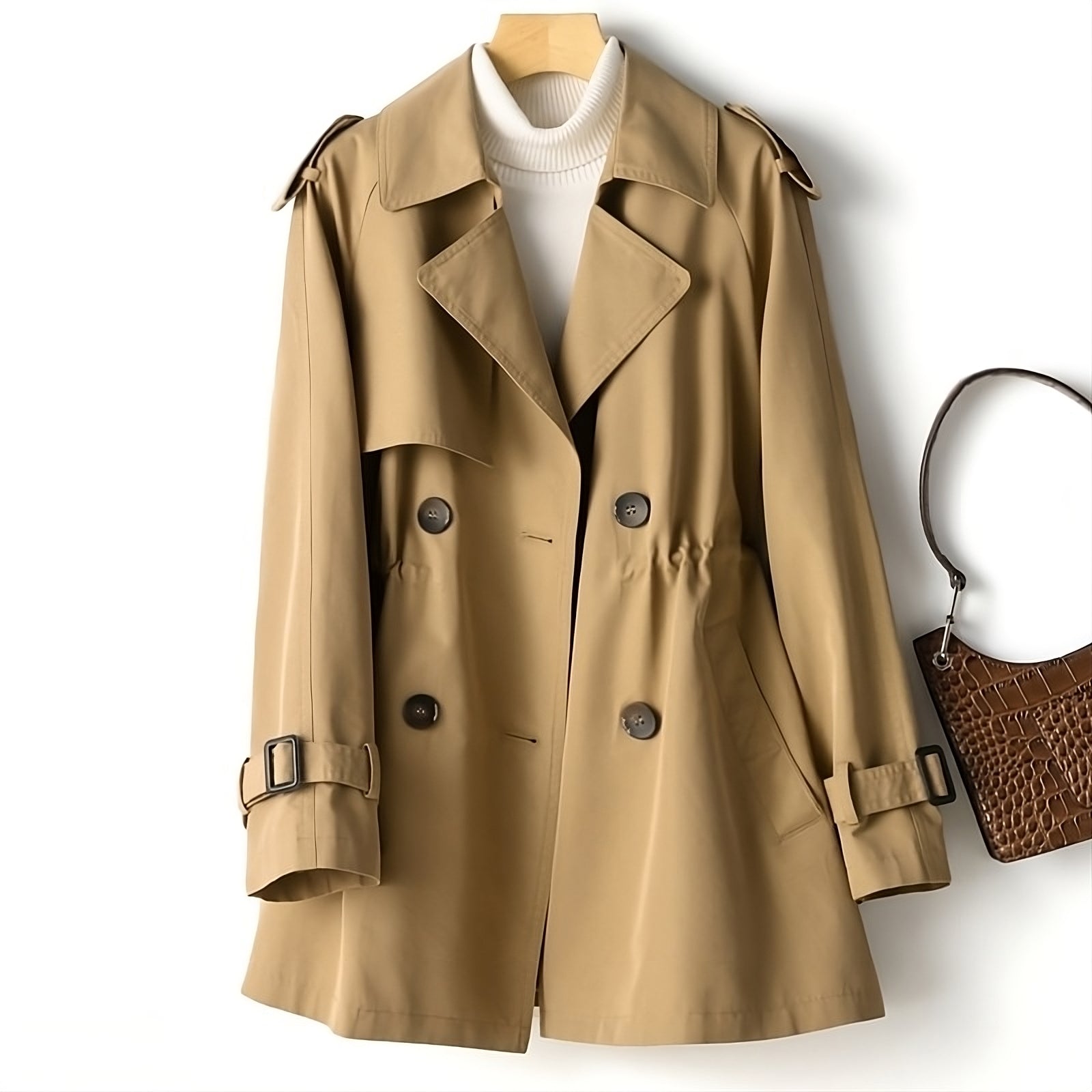 Stylish Women's Belted Mini Trench Coat for Spring