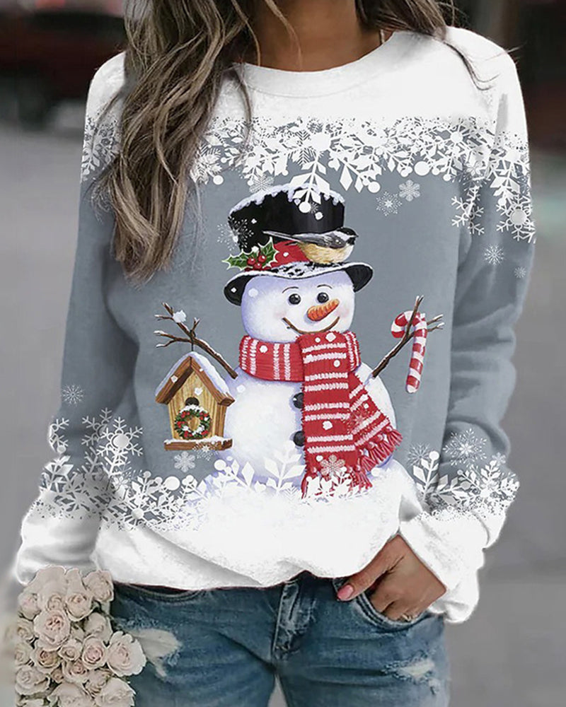 Festive Multicolor Snowman Christmas Sweatshirt