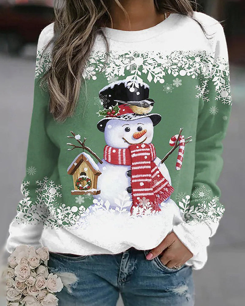 Festive Multicolor Snowman Christmas Sweatshirt
