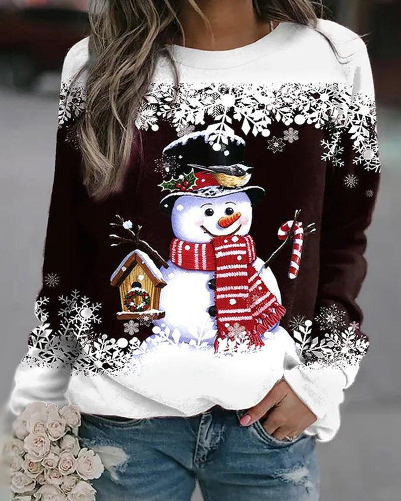 Festive Multicolor Snowman Christmas Sweatshirt