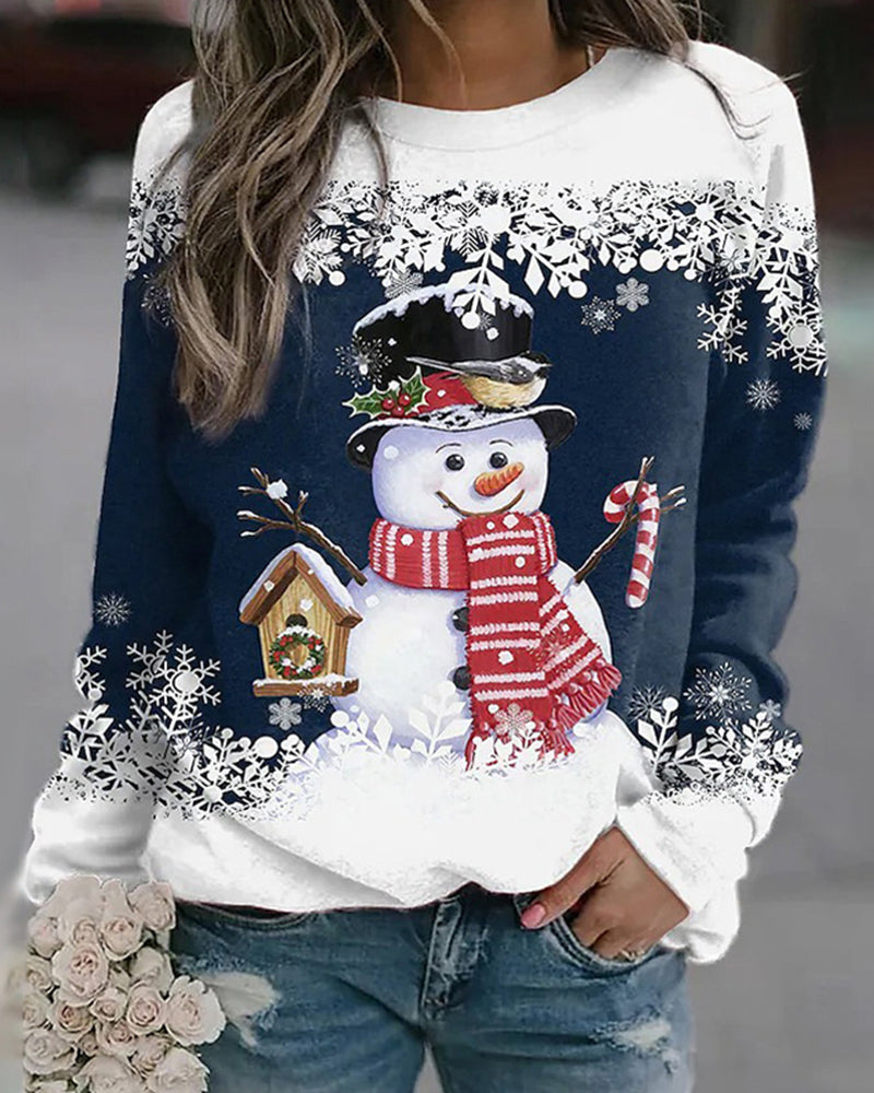 Festive Multicolor Snowman Christmas Sweatshirt