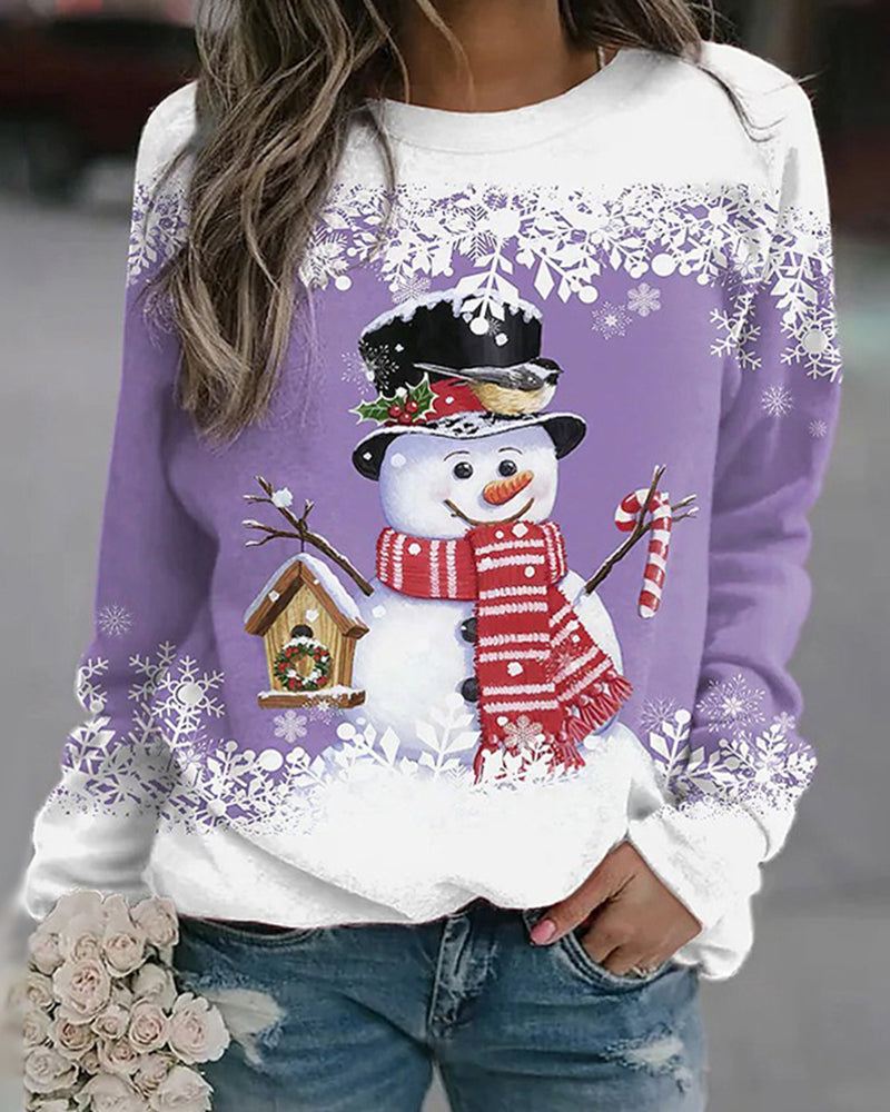 Festive Multicolor Snowman Christmas Sweatshirt