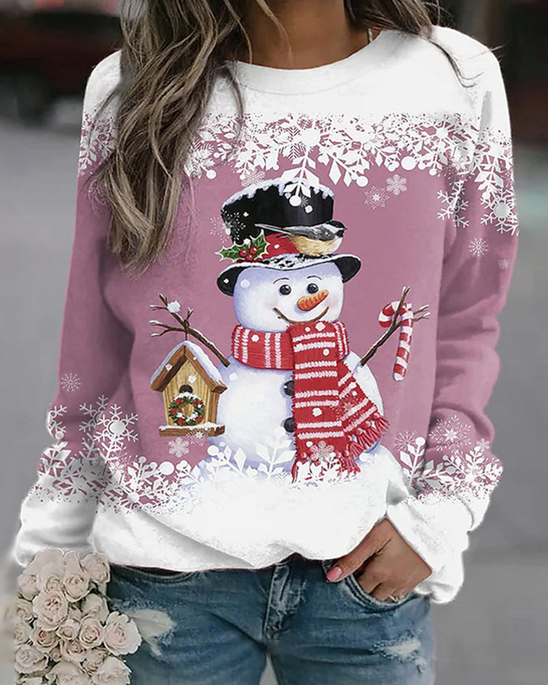 Festive Multicolor Snowman Christmas Sweatshirt
