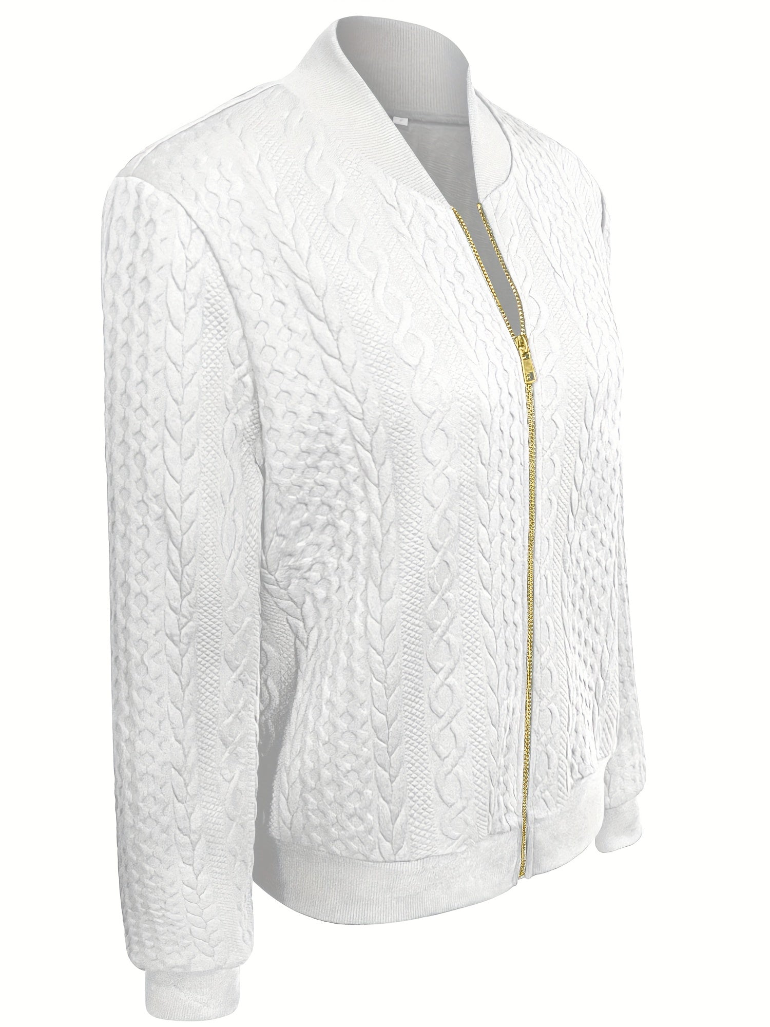 Nina | Textured Casual Bomber Jacket with Zip Closure