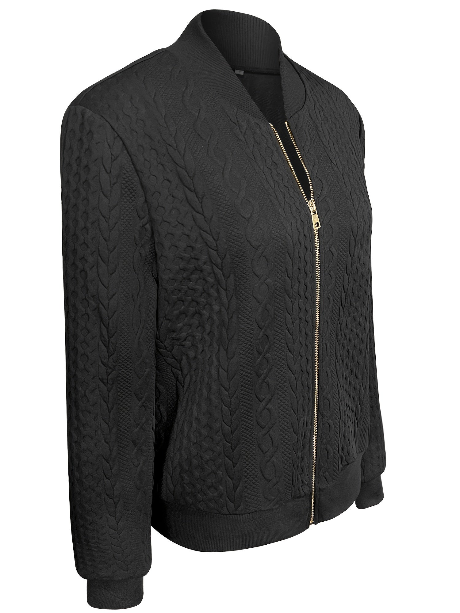 Nina | Textured Casual Bomber Jacket with Zip Closure
